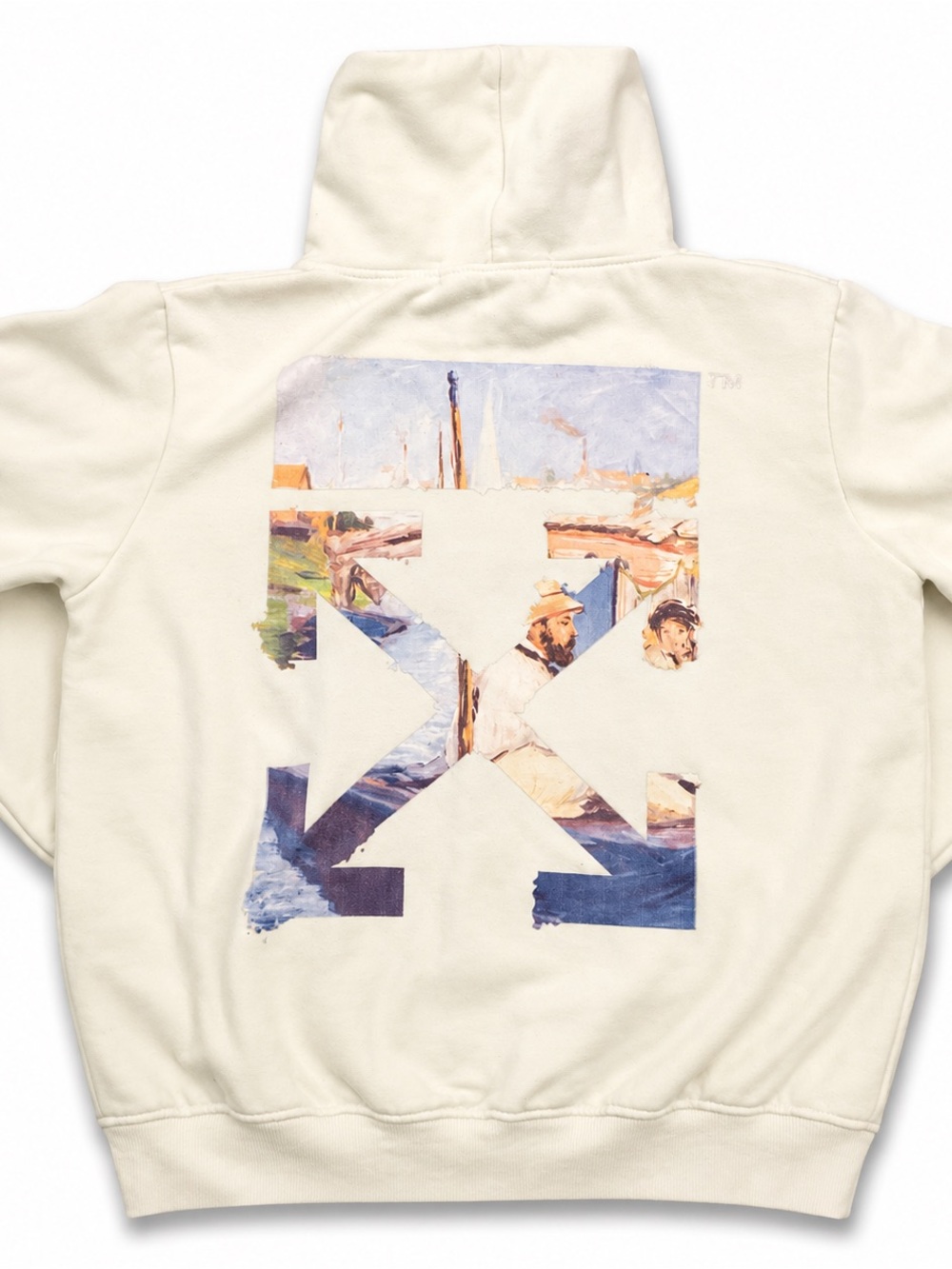 Off-White Brand 2020 Cross Arrows Monet-Like Artwork Hoodie Sweatshirt Large